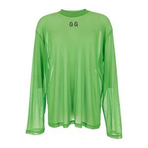 44 Label Group Men Green Turtleneck Sweater With Semi-Sheer Design In Mesh Man